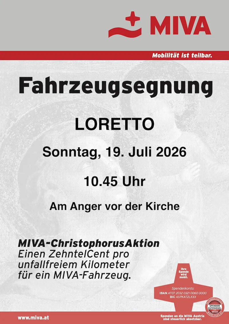 Plakat Fahrzeugsegnung Loretto 19. Juli 2026